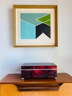 Postmodern Red Lacquer Wood Panel Jewelry Box by Maitland Smith