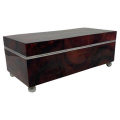 Retro Postmodern Red Lacquer Wood Panel Jewelry Box by Maitland Smith