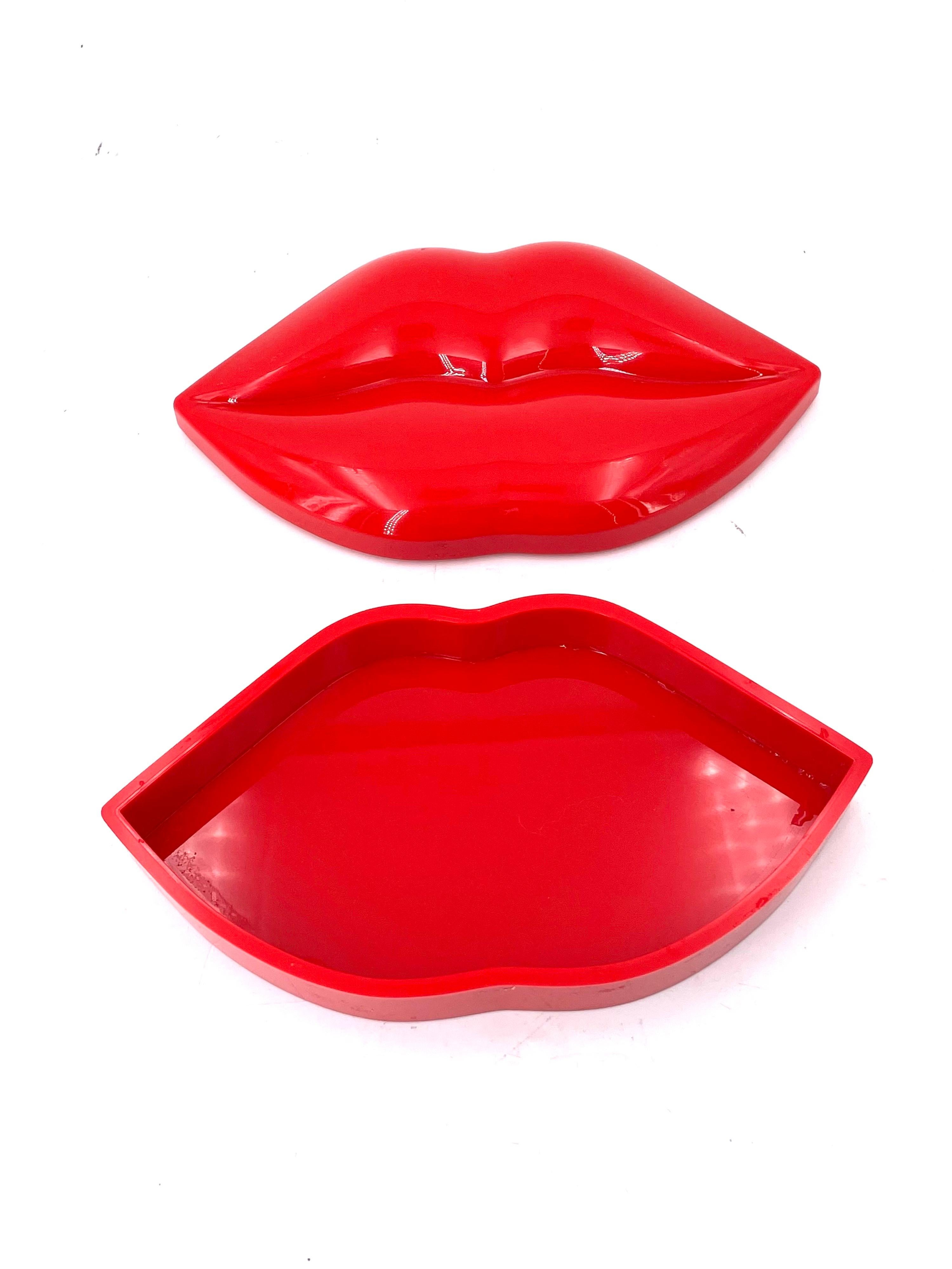 Cool unique red plastic box by Guy Bourdin, circa the 1980s. Great piece of Pop art Decor.