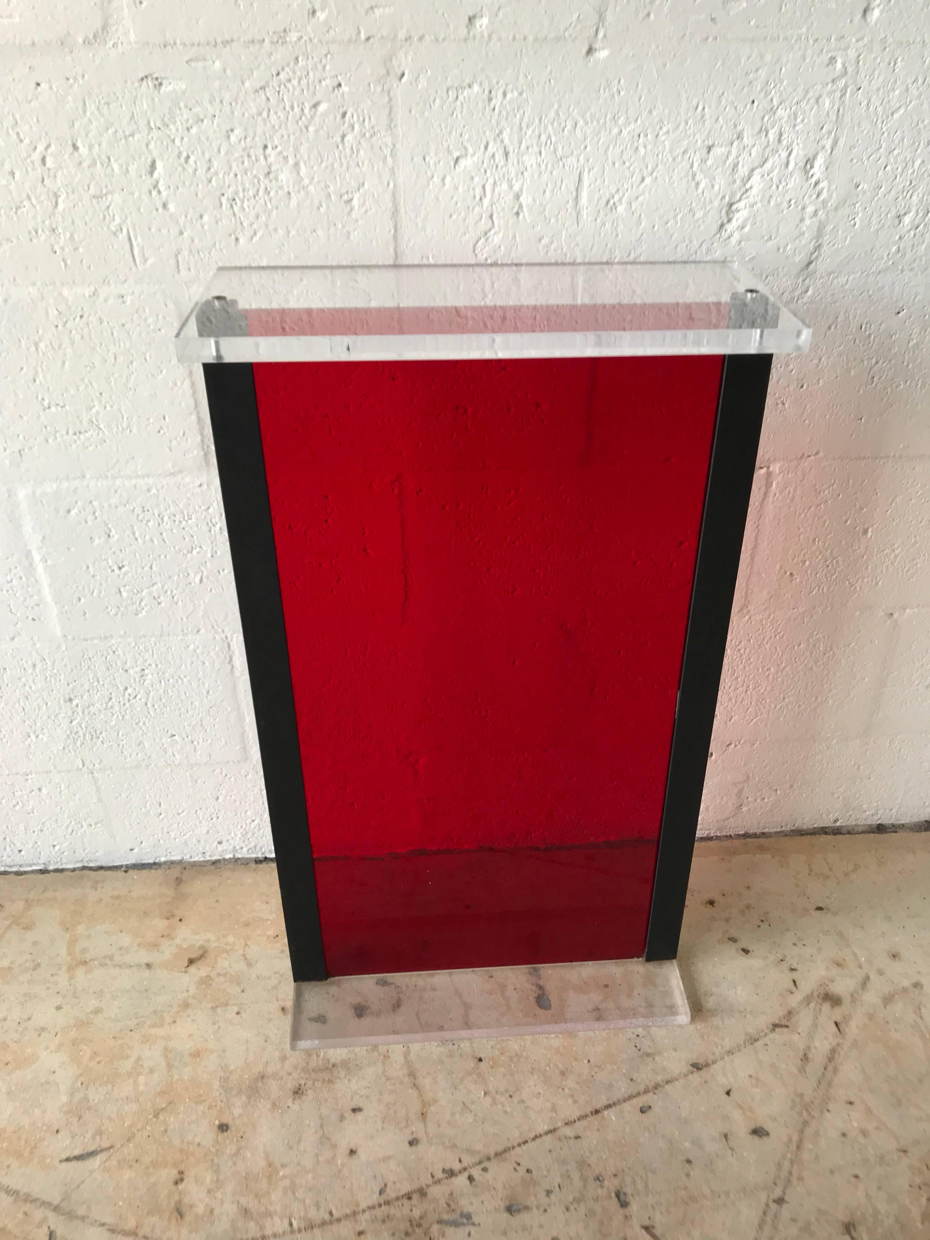 Post-Modern Postmodern Red Lucite Pedestal Pedestal from the Versace Store in Miami Beach