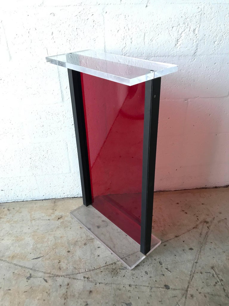 Postmodern Red Lucite Pedestal Pedestal from the Versace Store in Miami
