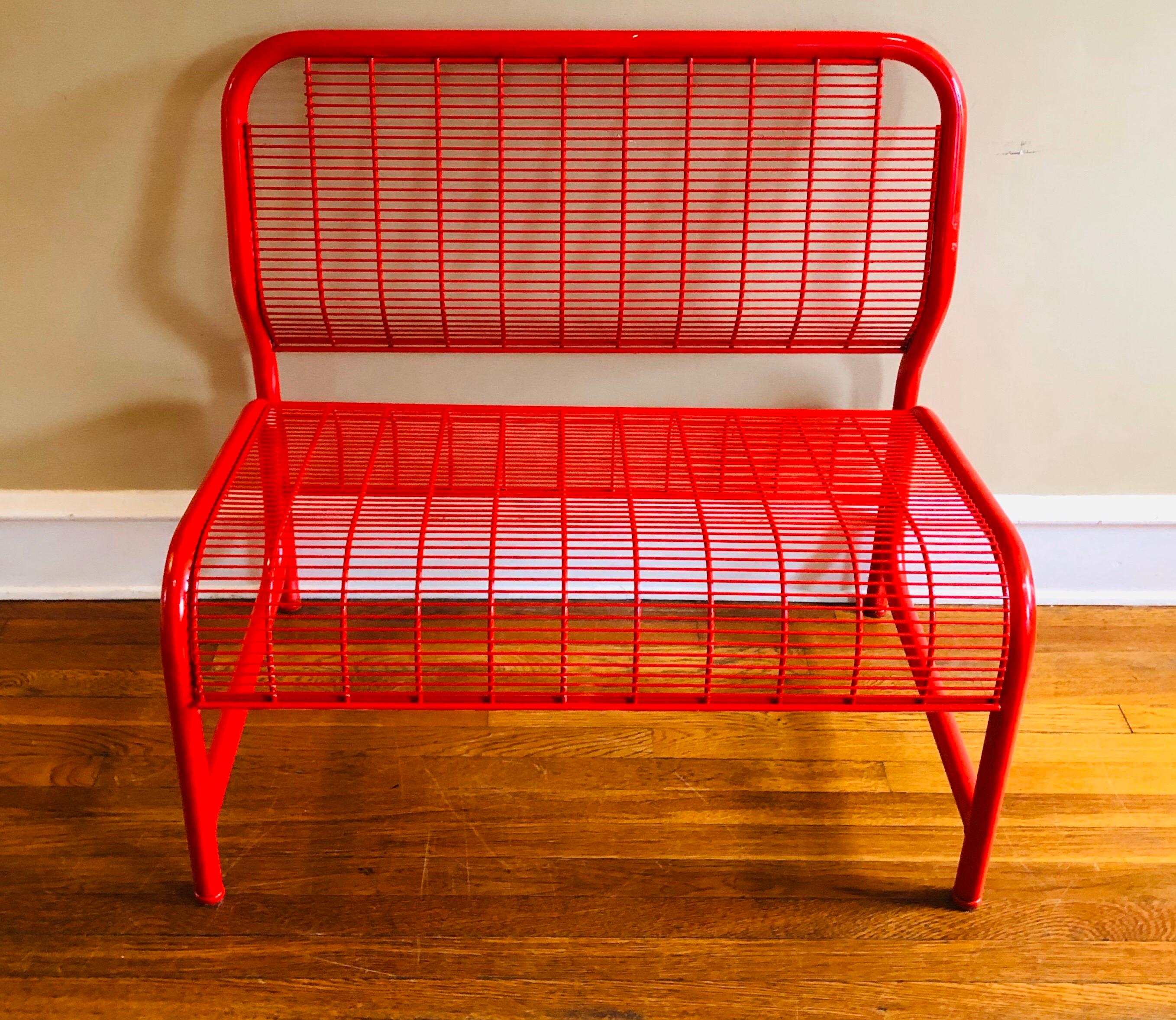 red metal bench ikea