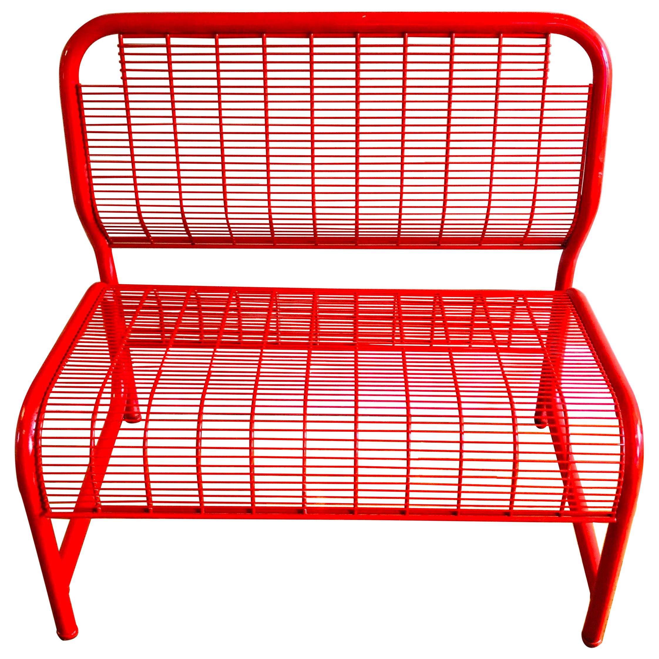 Postmodern Red Metal Bench