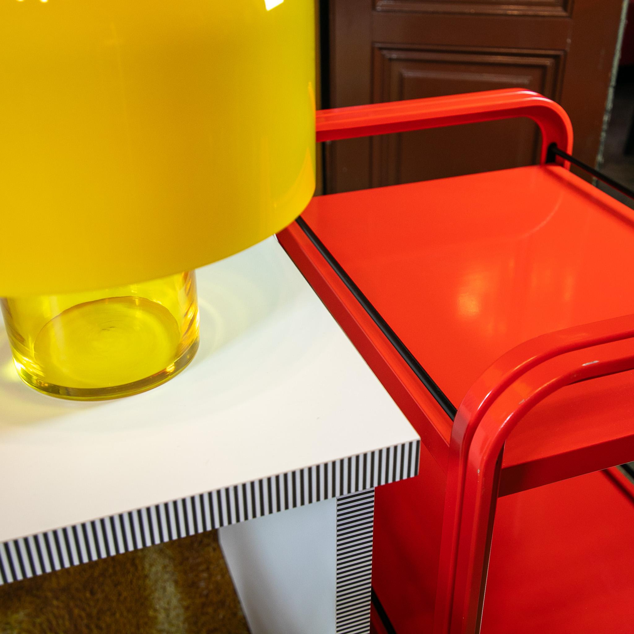 Postmodern Red Metal Trolley for Secco, Italy 1980s For Sale 4