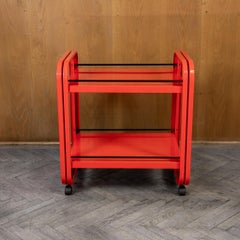 Postmodern Red Metal Trolley for Secco, Italy 1980s