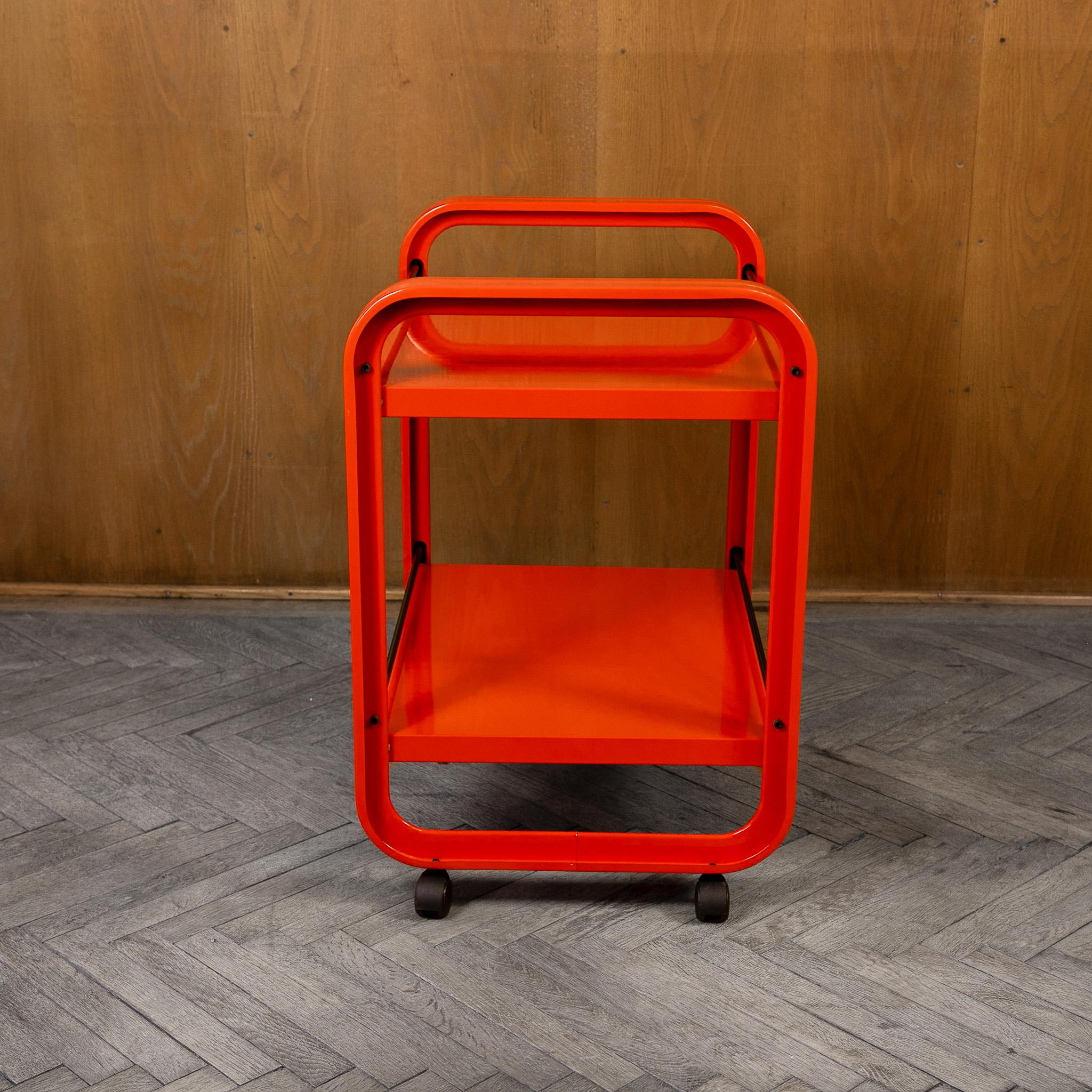 Post-Modern Postmodern Red Metal Trolley for Secco, Italy 1980s For Sale