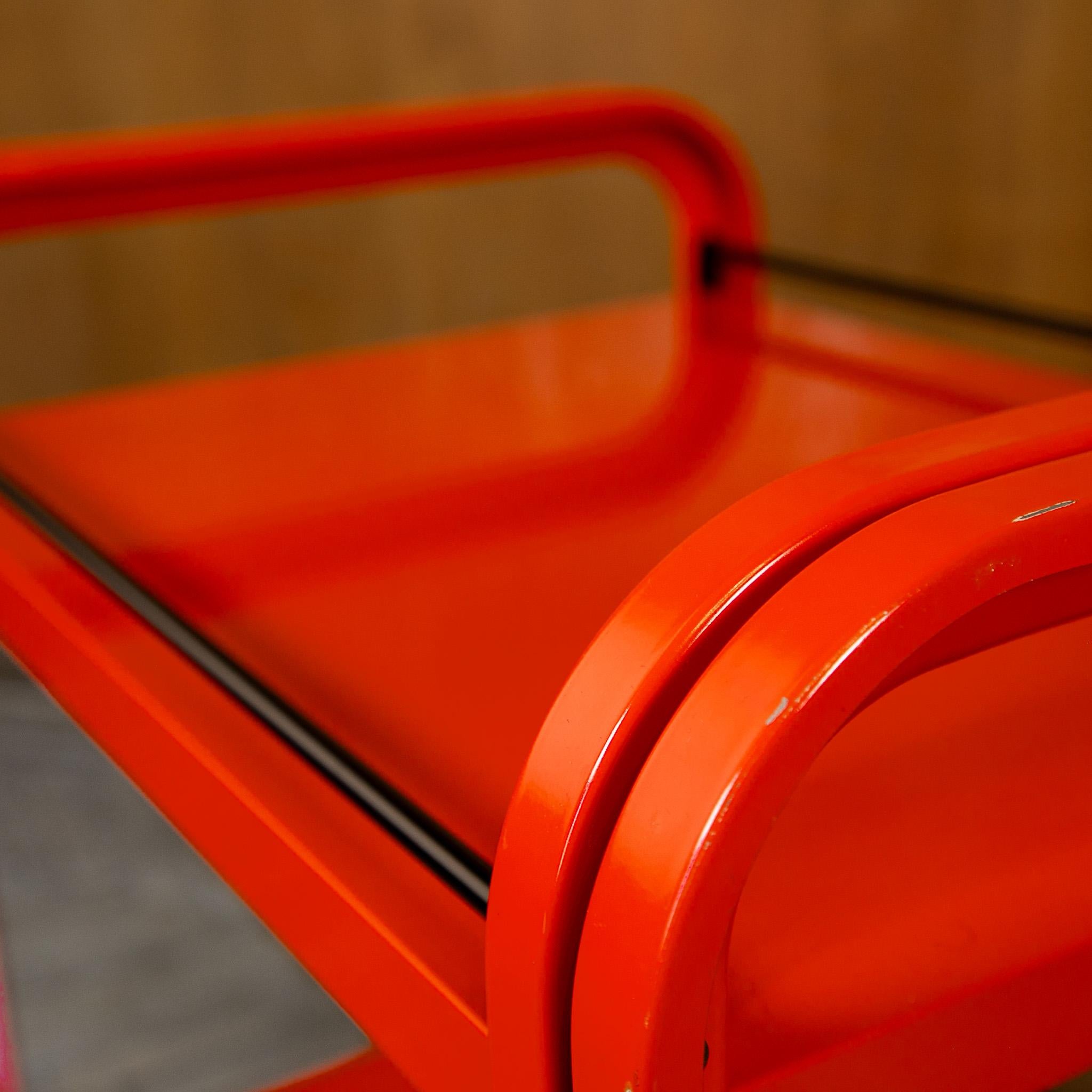 Late 20th Century Postmodern Red Metal Trolley for Secco, Italy 1980s For Sale