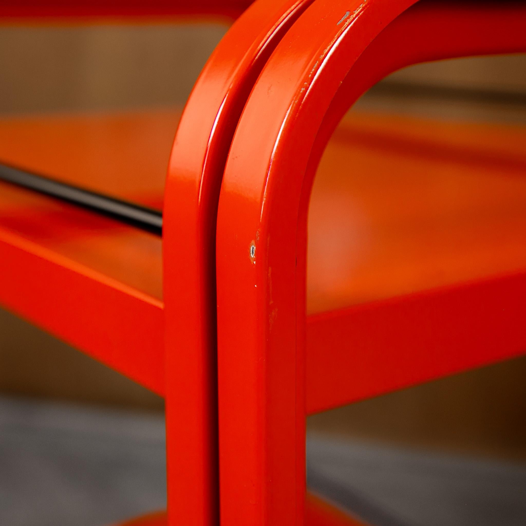 Postmodern Red Metal Trolley for Secco, Italy 1980s For Sale 1