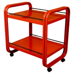 Postmodern Red Metal Trolley for Secco, Italy 1980s