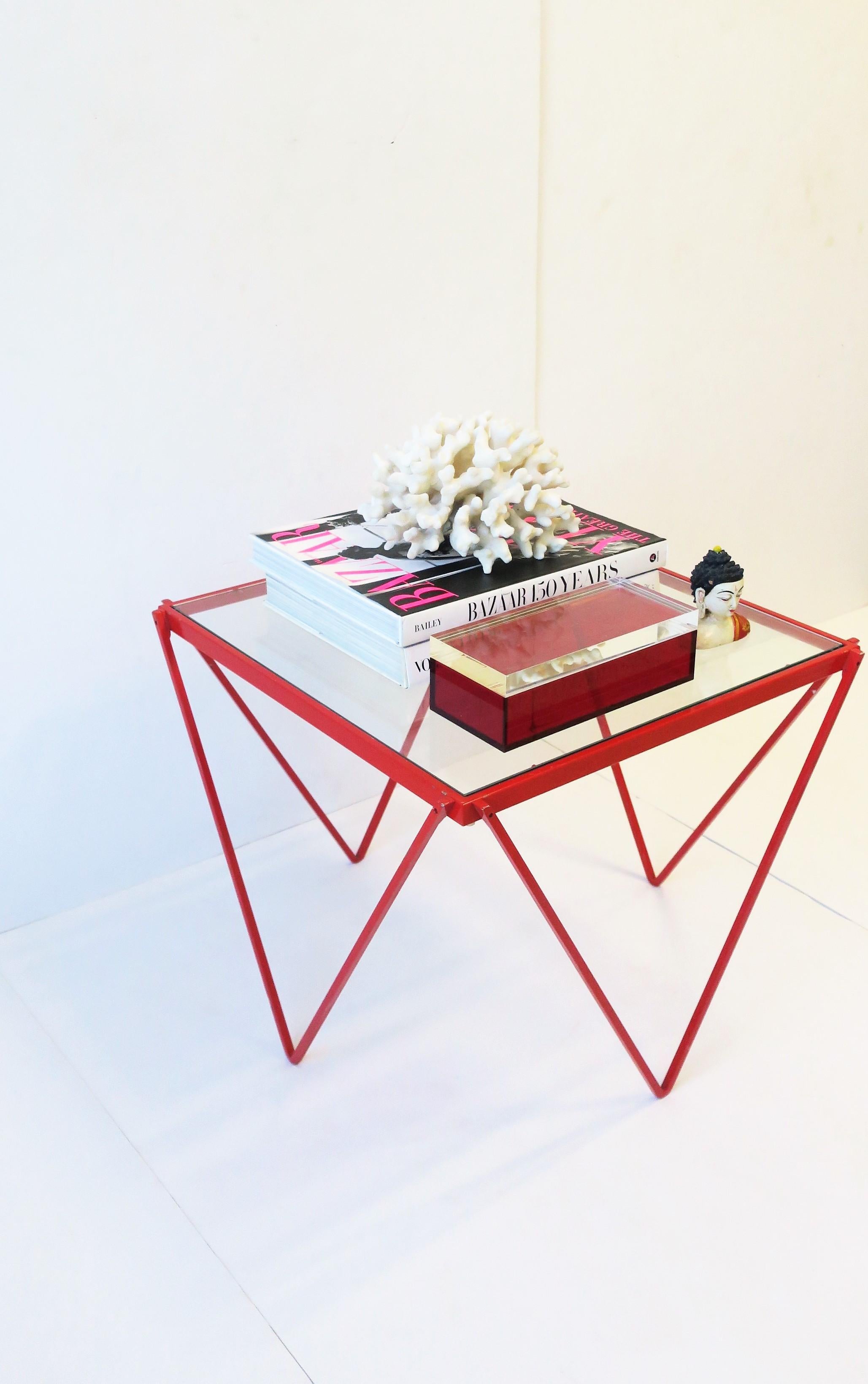 Postmodern Red Side Table or End Table in the Style of Paolo Piva, ca. 1980s 1