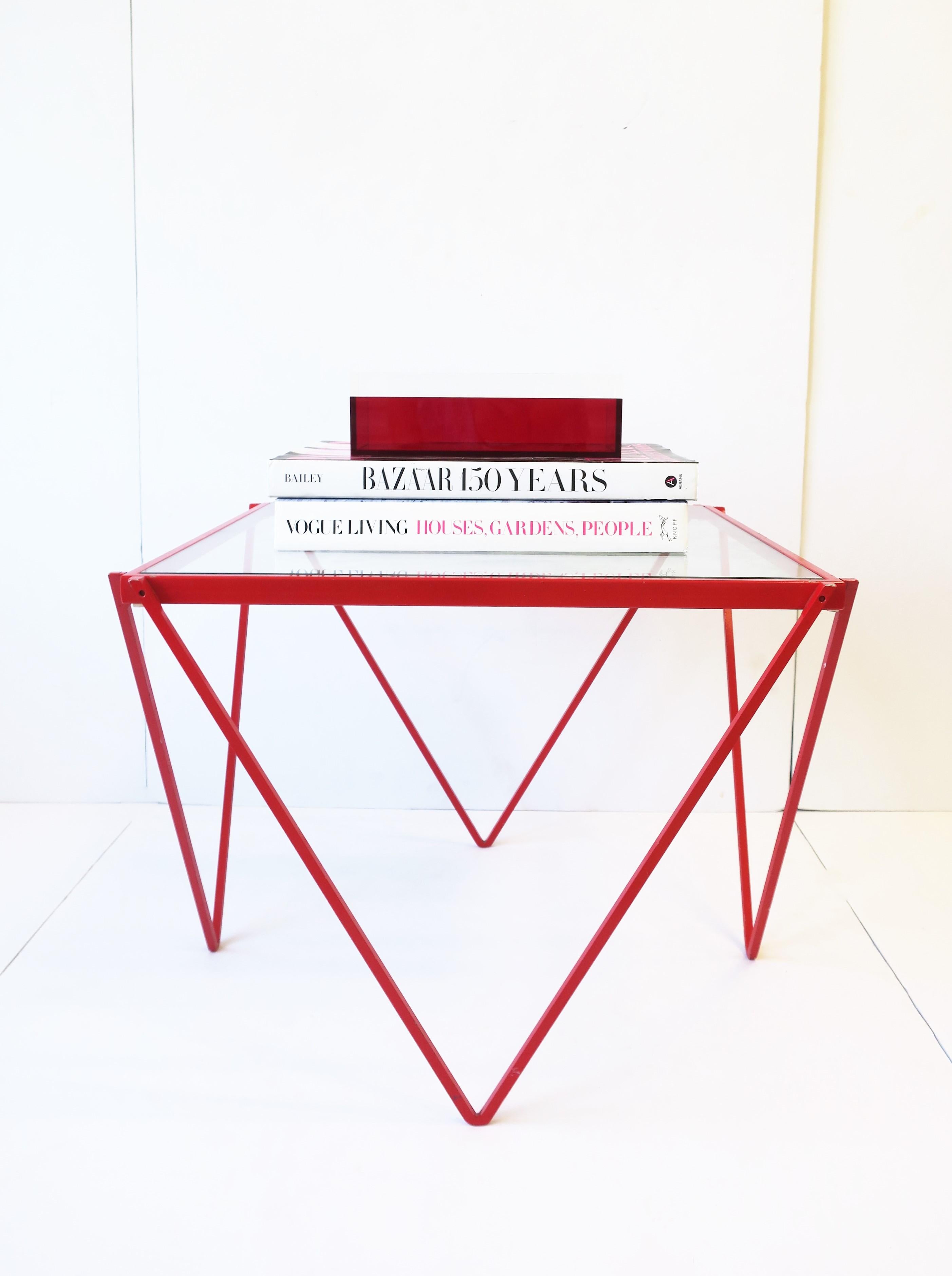 Post-Modern Postmodern Red Side Table or End Table in the Style of Paolo Piva, ca. 1980s