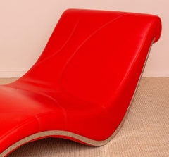Postmodern Red Upholstered Chaise Longue
