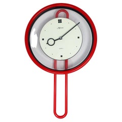 Vintage Postmodern Red, White, and Black Pendulum Wall Clock by Marcel