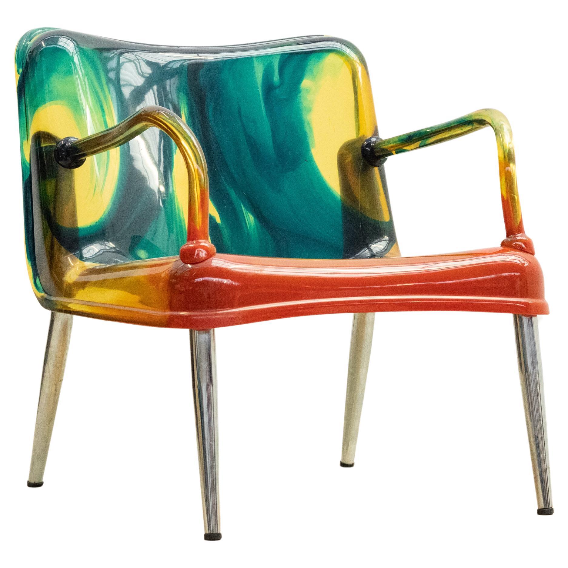 Postmodern resin " Chaos" armchair by Pepe Tanzi  for Biesse, 1990s For Sale