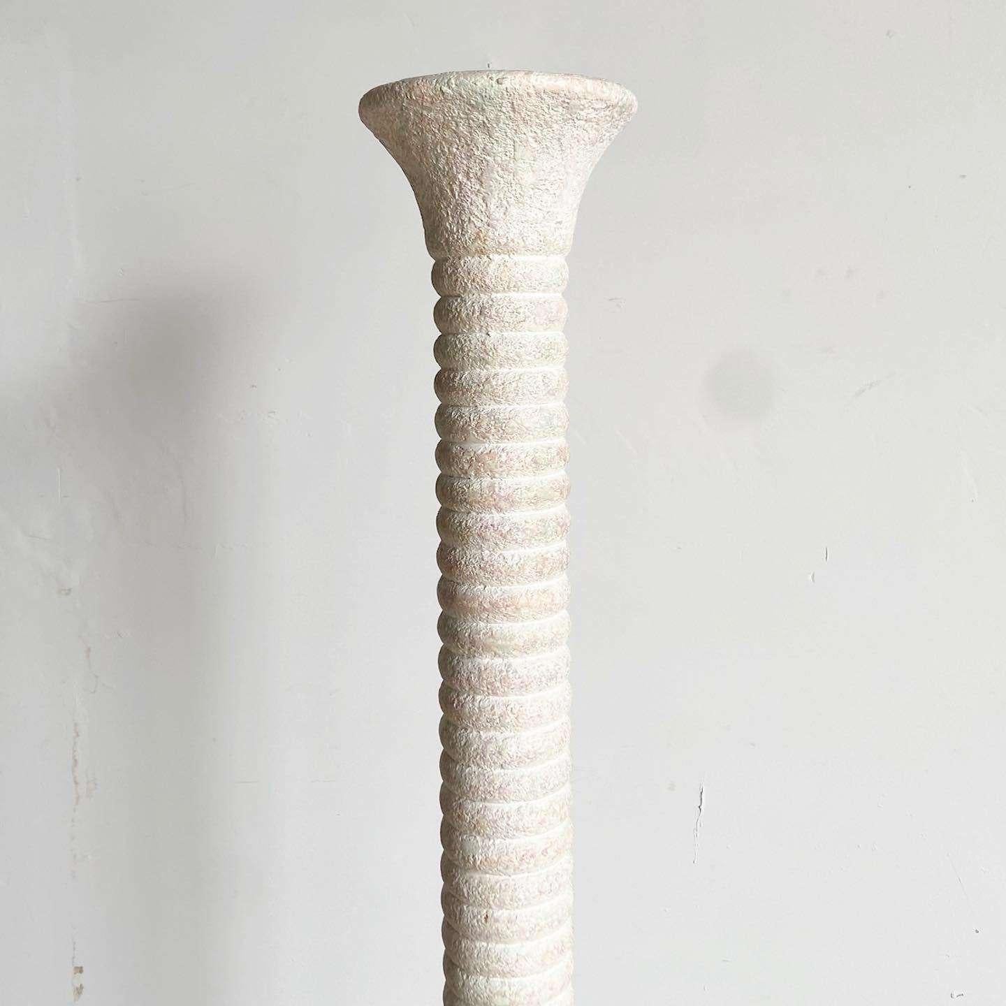 Américain Lampadaire pilier postmoderne nervuré de couleur mouchetée en vente