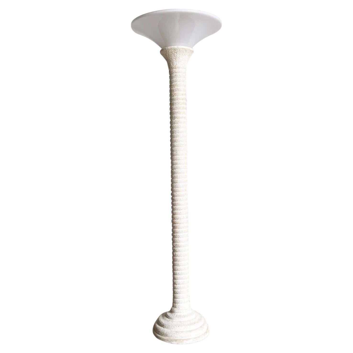 Postmodern Ribbed Color Speckled Pillar Floor Lamp For Sale