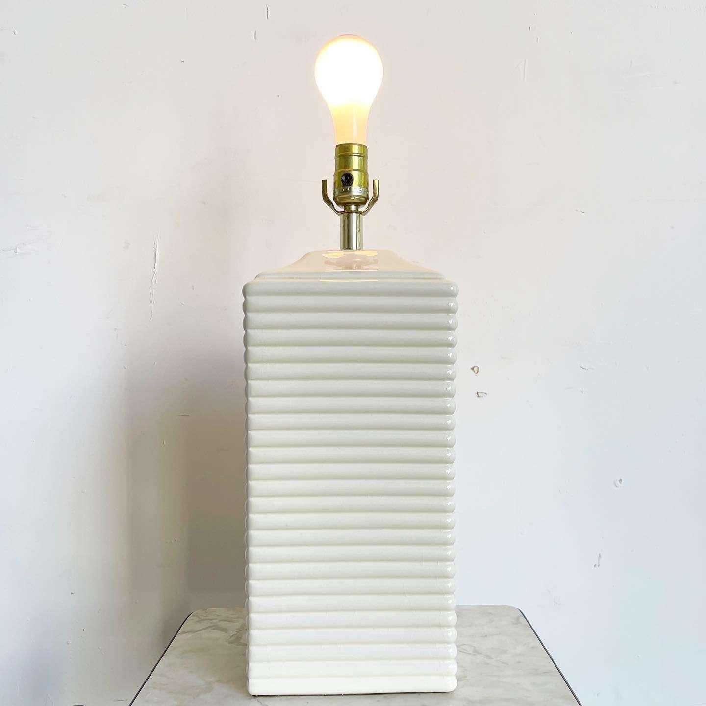 American Postmodern Ribbed Column Table Lamp For Sale
