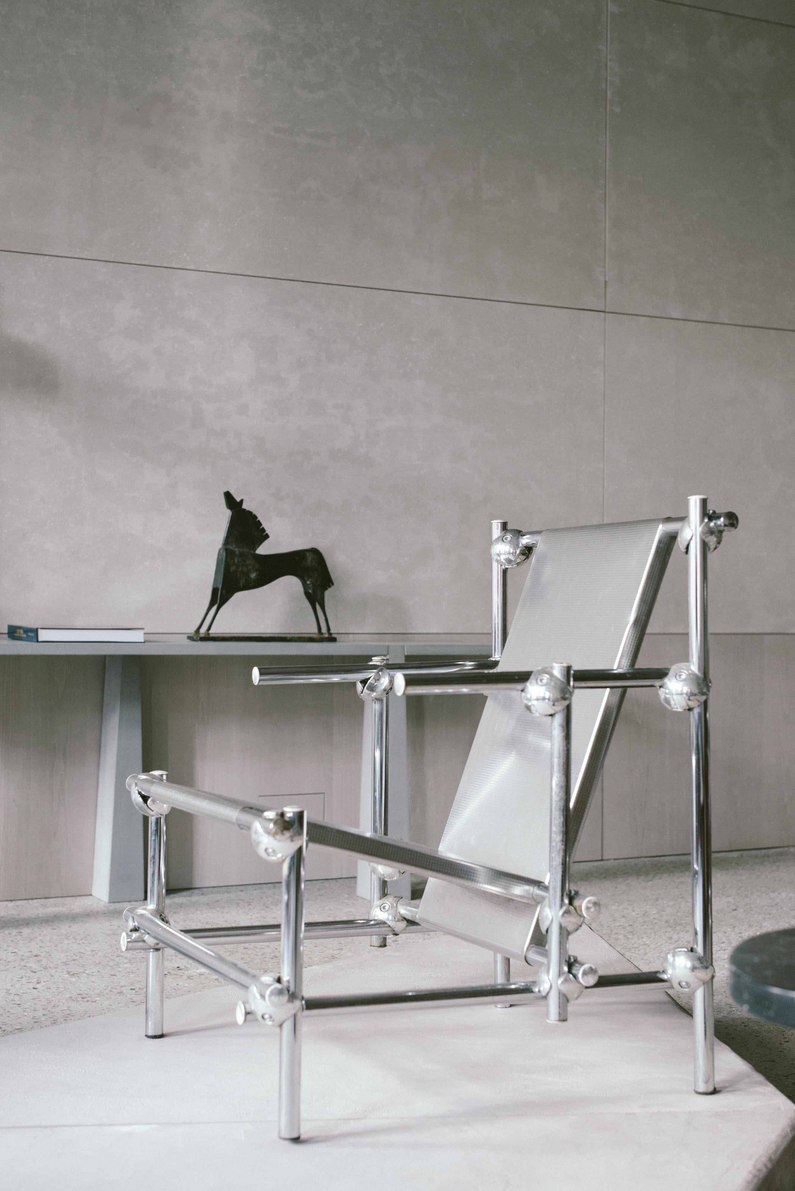 Postmodern Rietveld Style Chromed Metal Lounge Chair 5