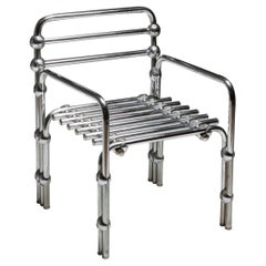 Postmodern Rietveld Style Chromed Metal Lounge Chair