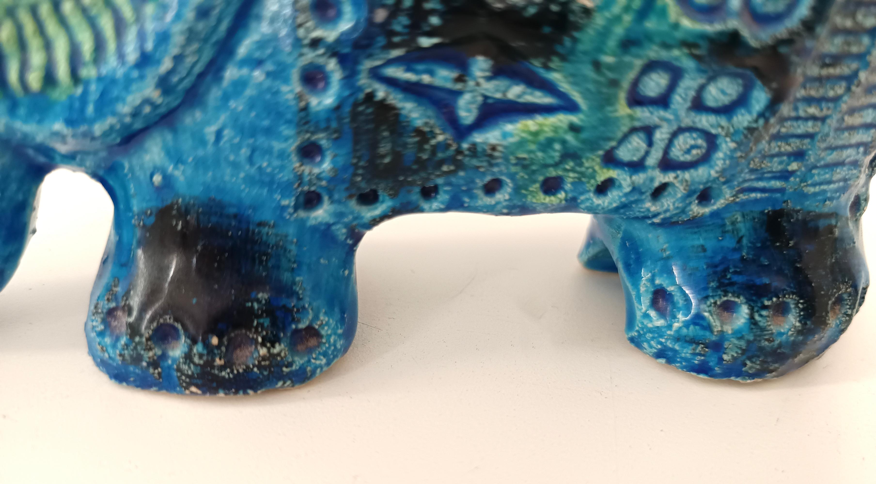 Éléphant postmoderne en céramique bleue Rimini d'Aldo Londi pour Bitossi, Italie 4