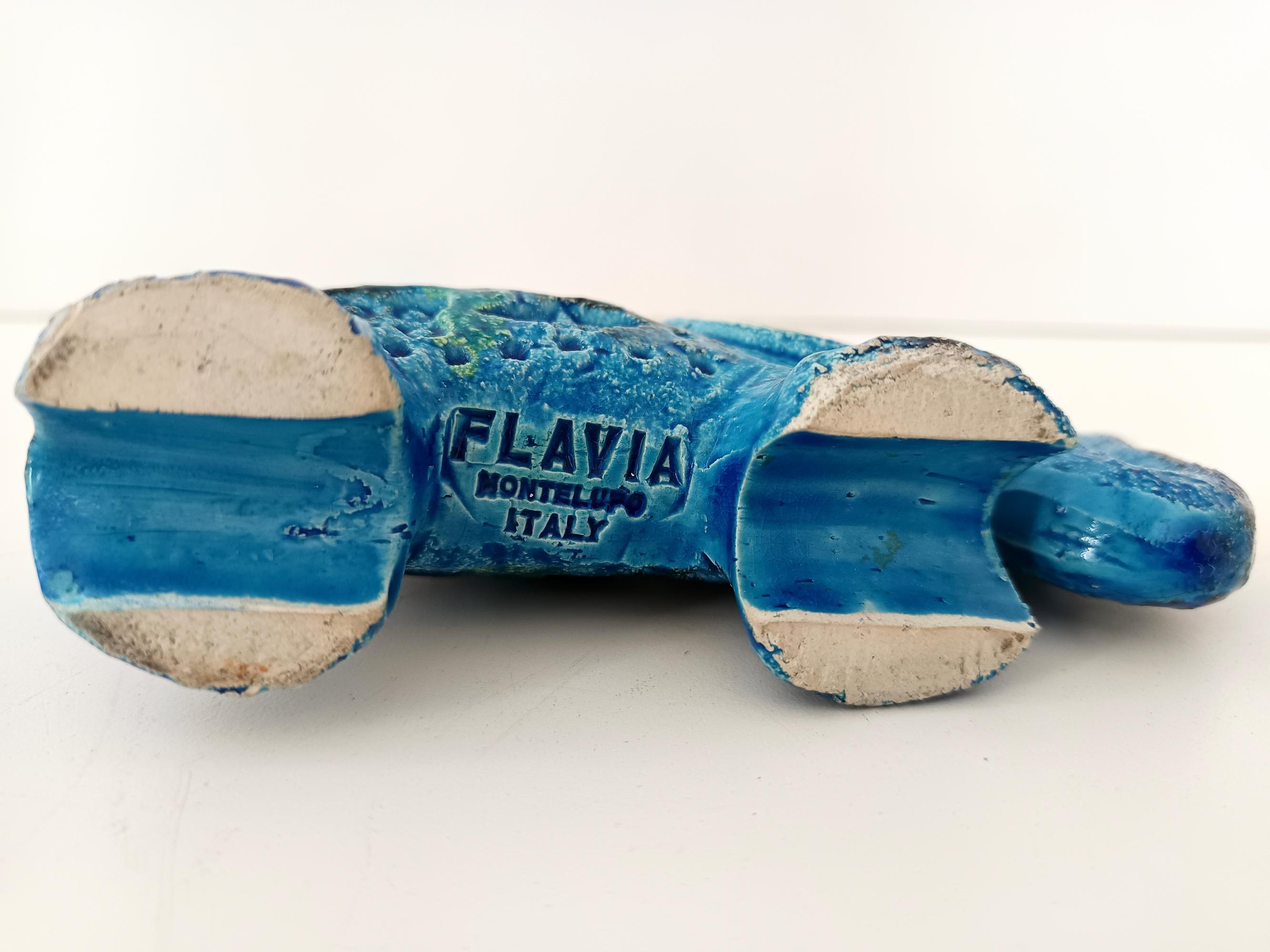 Éléphant postmoderne en céramique bleue Rimini d'Aldo Londi pour Bitossi, Italie 5