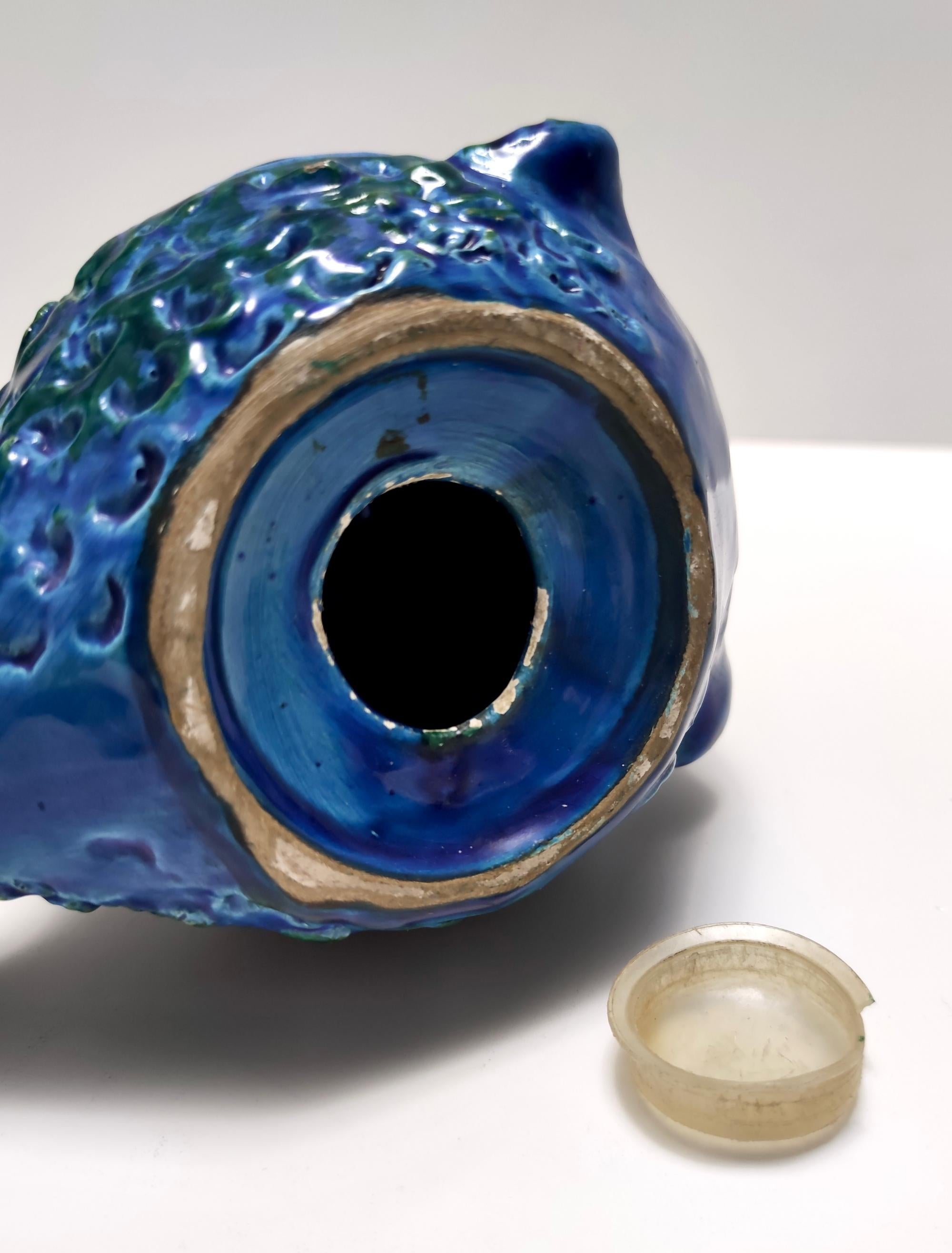 Postmoderne blaue Rimini-Fisch Geldschachtel aus Keramik von Bitossi, Italien im Angebot 6