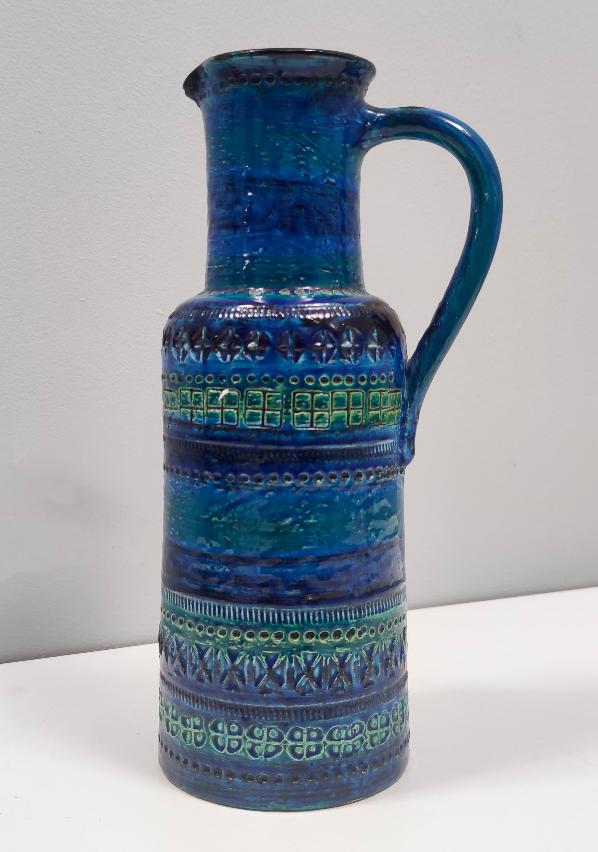 Vase postmoderne en céramique bleu Rimini de A. Londi et F. Montelupo pour Bitossi en vente 3