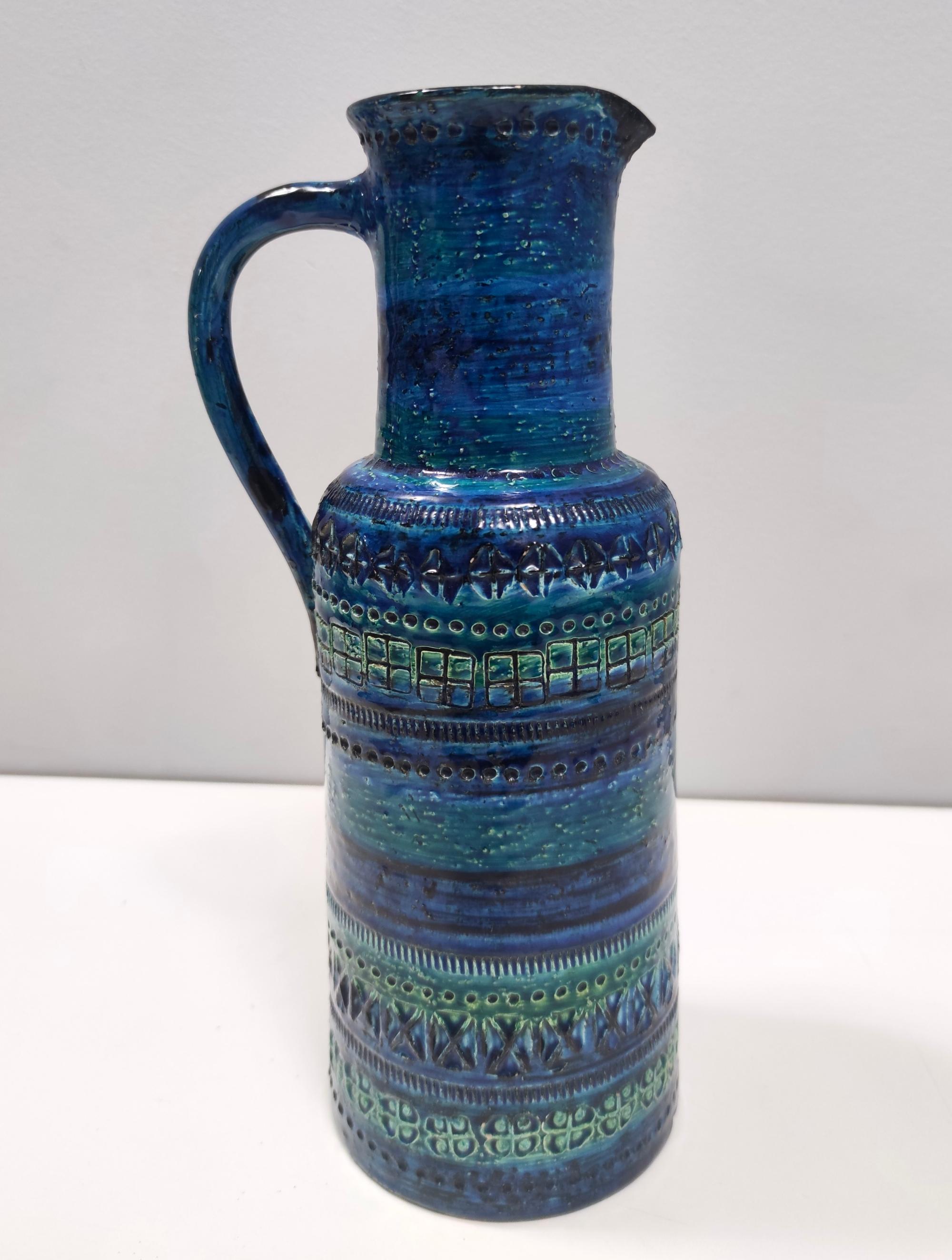 Postmoderne blaue Rimini-Keramikvase von A. Londi und F. Montelupo für Bitossi (Ende des 20. Jahrhunderts) im Angebot