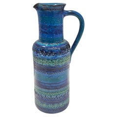 Postmoderne blaue Rimini-Keramikvase von A. Londi und F. Montelupo für Bitossi