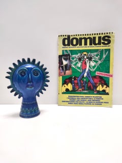 Postmodern Rimini Blue "Sole" Ceramic Head by Aldo Londi, Sardinia, Italy