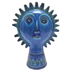 Postmodern Rimini Blue "Sole" Ceramic Head by Aldo Londi, Sardinia, Italy