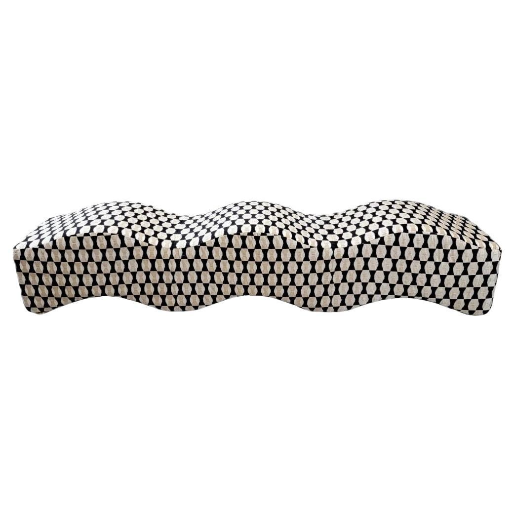 Postmodern Ripple Wave Bench Newly Upholstered In Kate Spade Bow Tie Mohair