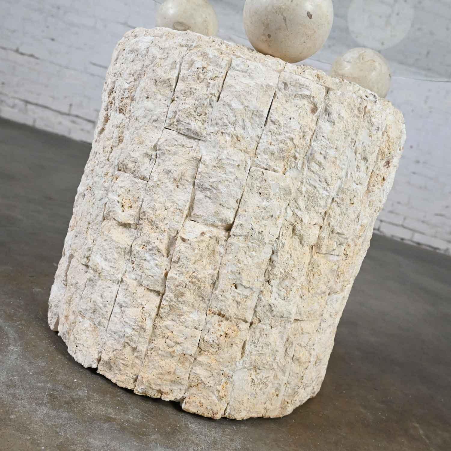 Postmodern Rnd Tessellated Mactan Stone Side Table 3 Sphere Style Maitland Smith 3