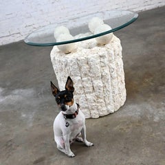 Postmodern Rnd Tessellated Mactan Stone Side Table 4 Sphere Style Maitland Smith