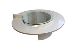 Postmodern Roger Rougier Sculptural White 2 Tier Coffee Table