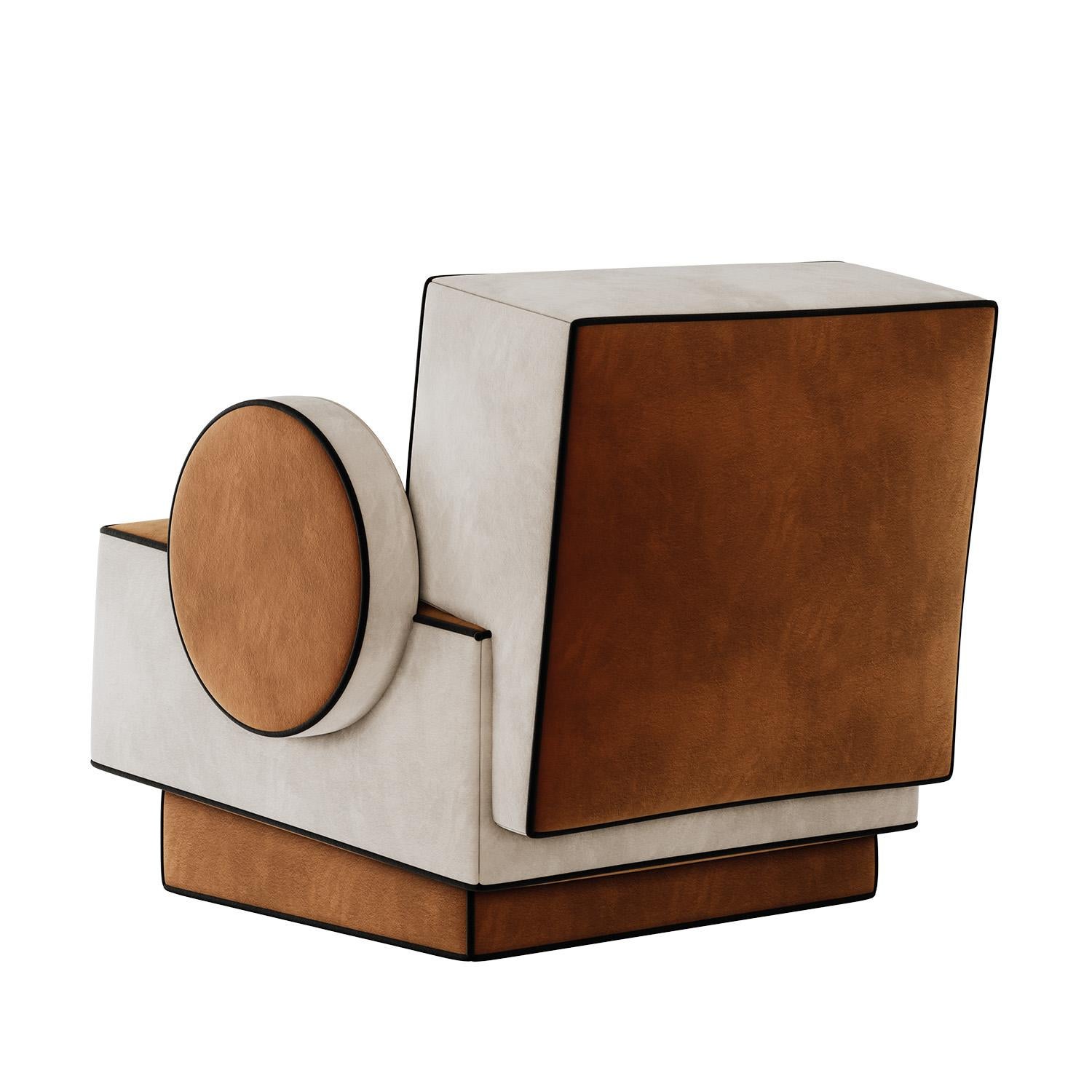 Postmoderne Fauteuil postmoderne Rondo en velours par Mavo Atelier, fabriqué à la main au Portugal en vente