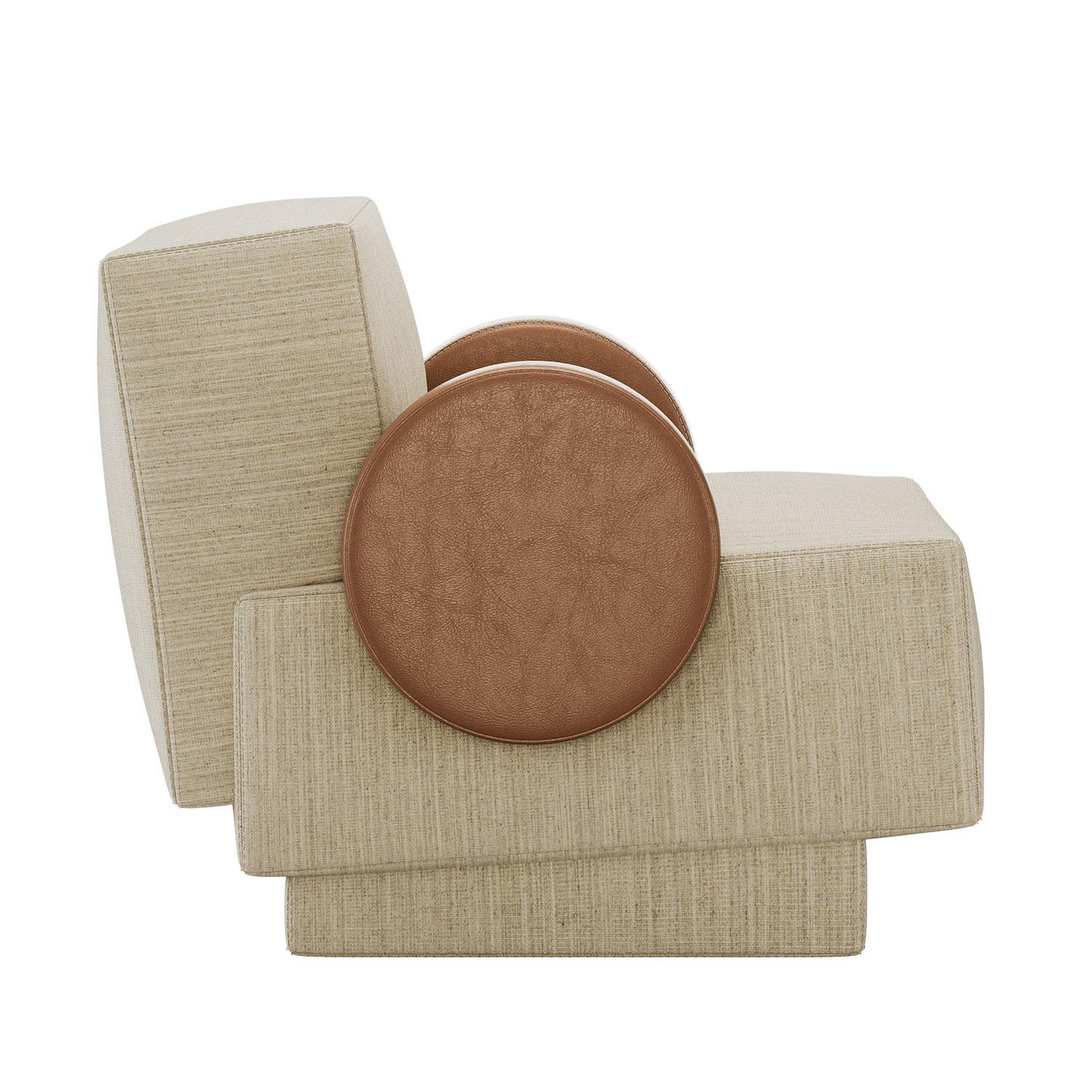 El Sillón Rondo, juguetón y equilibrado a la vez, captura la alegría del diseño posmoderno al tiempo que promete el tipo de comodidad que te invita a quedarte un poco más. Definida por sus líneas limpias y geométricas y su sorprendente dualidad de