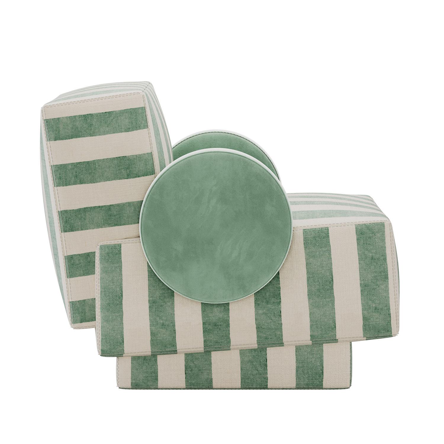 Postmoderno Postmodern Rondo Geometric Armchair in Stripes Fabric Handmade by Mavo Atelier in vendita