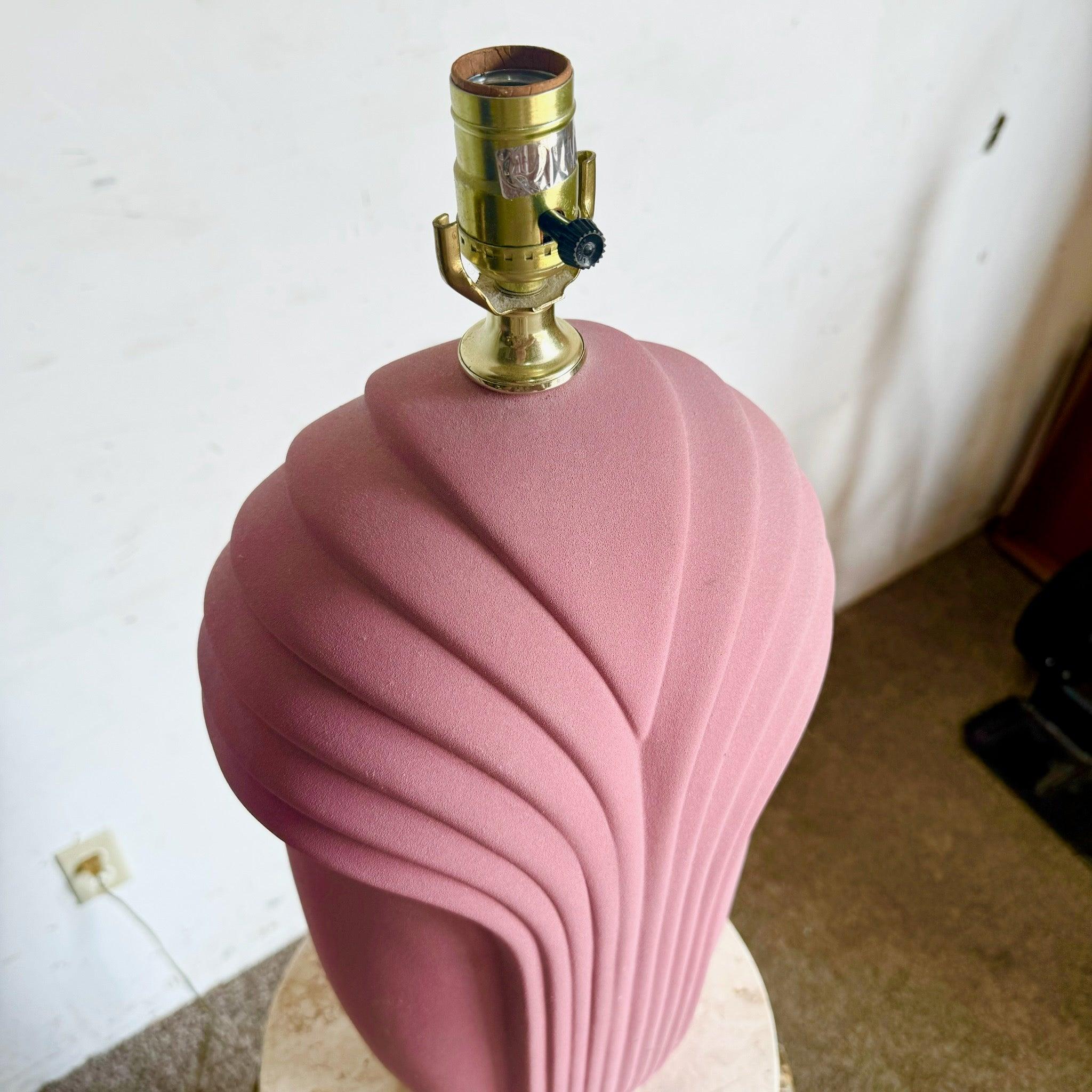 American Postmodern Rough Textured Hot Pink Scalloped Table Lamp For Sale
