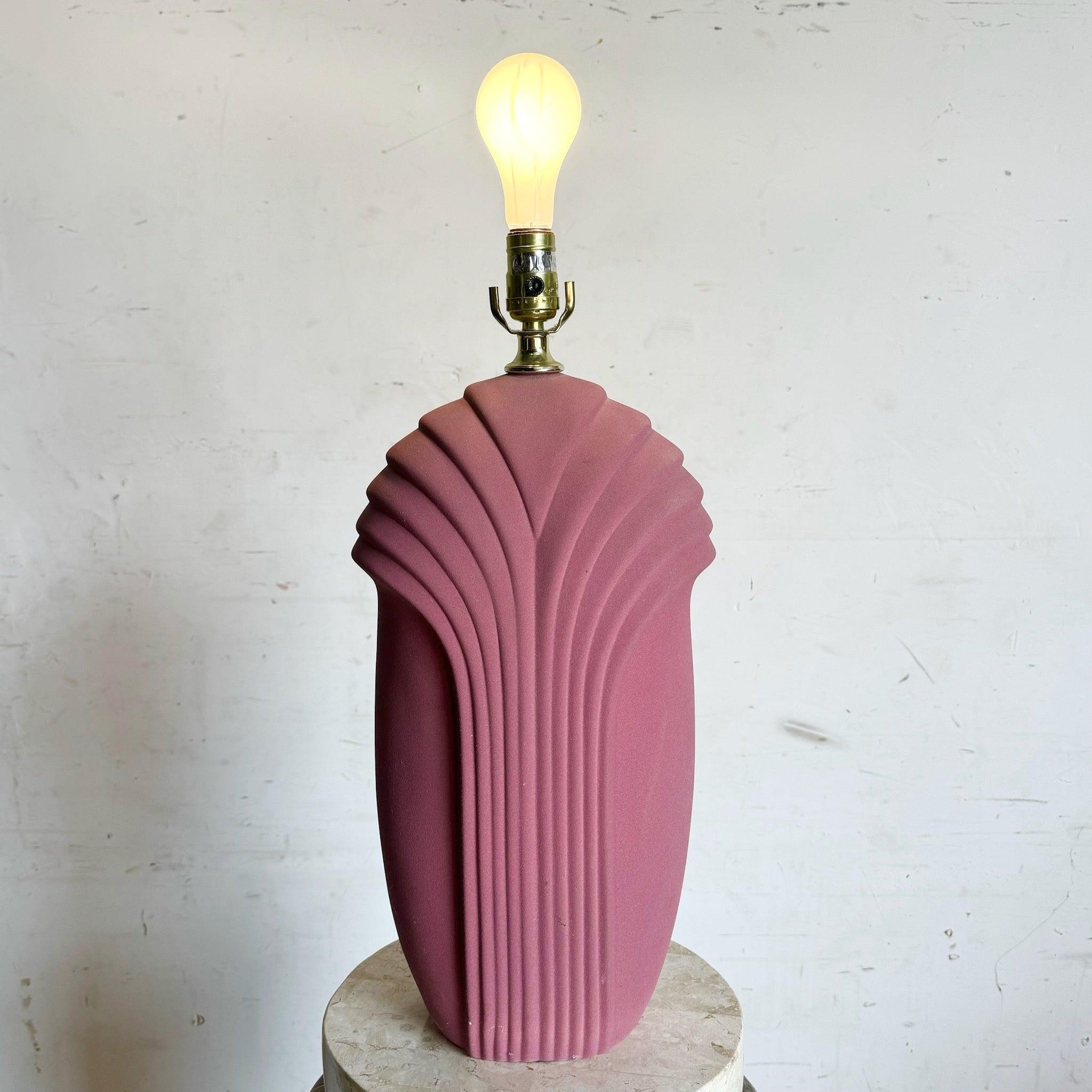 Postmodern Rough Textured Hot Pink Scalloped Table Lamp For Sale 1