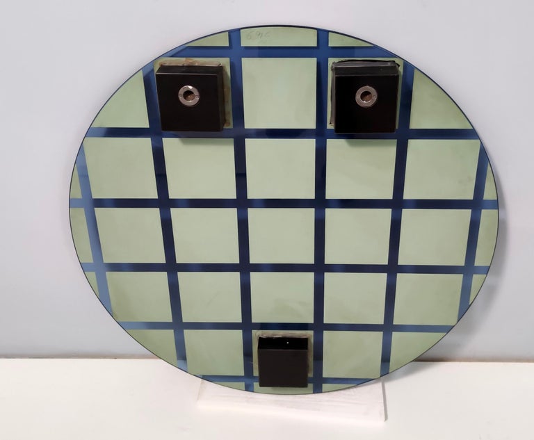 Postmodern Round BlueGray Wall Mirror "Andromeda" by Nanda Vigo, Italy