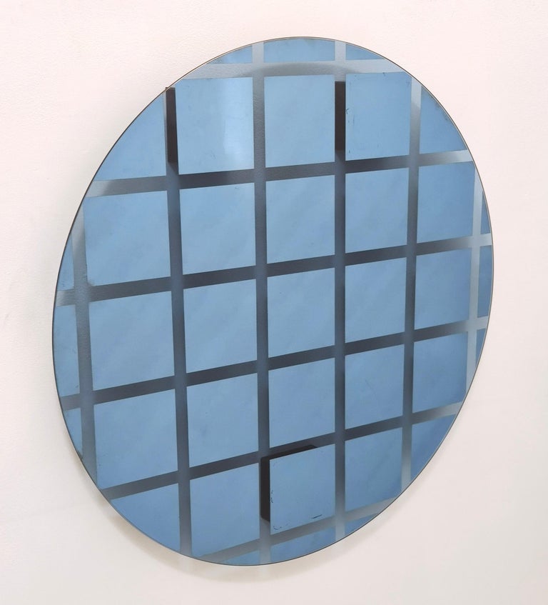 Postmodern Round BlueGray Wall Mirror "Andromeda" by Nanda Vigo, Italy