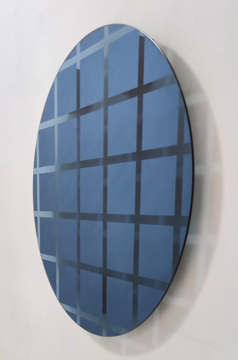 Postmodern Round BlueGray Wall Mirror "Andromeda" by Nanda Vigo, Italy