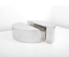Postmodern Round Chrome Coffee Table After Paul Evans