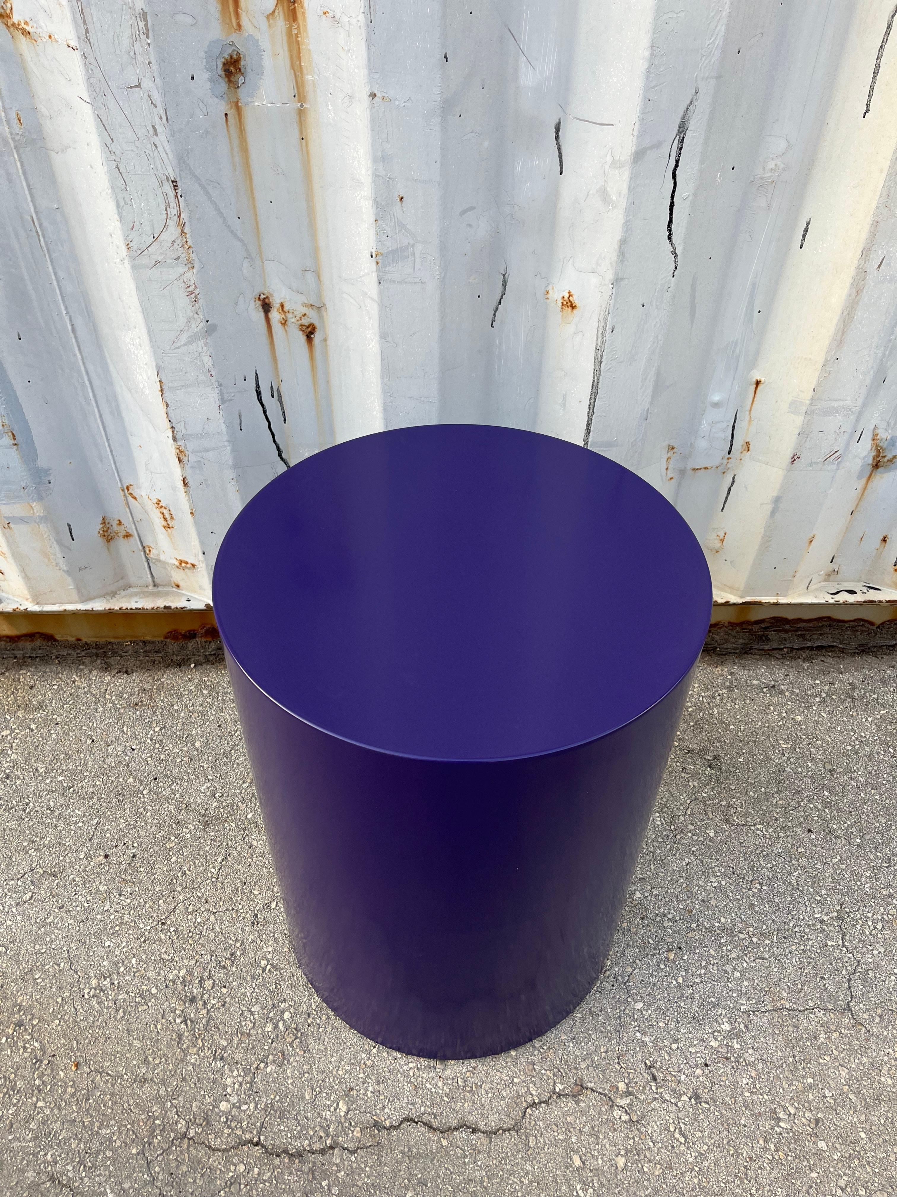 Painted Postmodern Round Drum Accent Table by Intrex Furniture New York. C 1970s For Sale