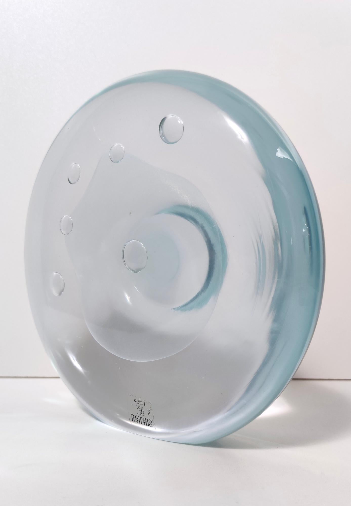 Postmoderne Pièce décorative ronde postmoderne en verre de Renato Anatrà, signée, Italie en vente