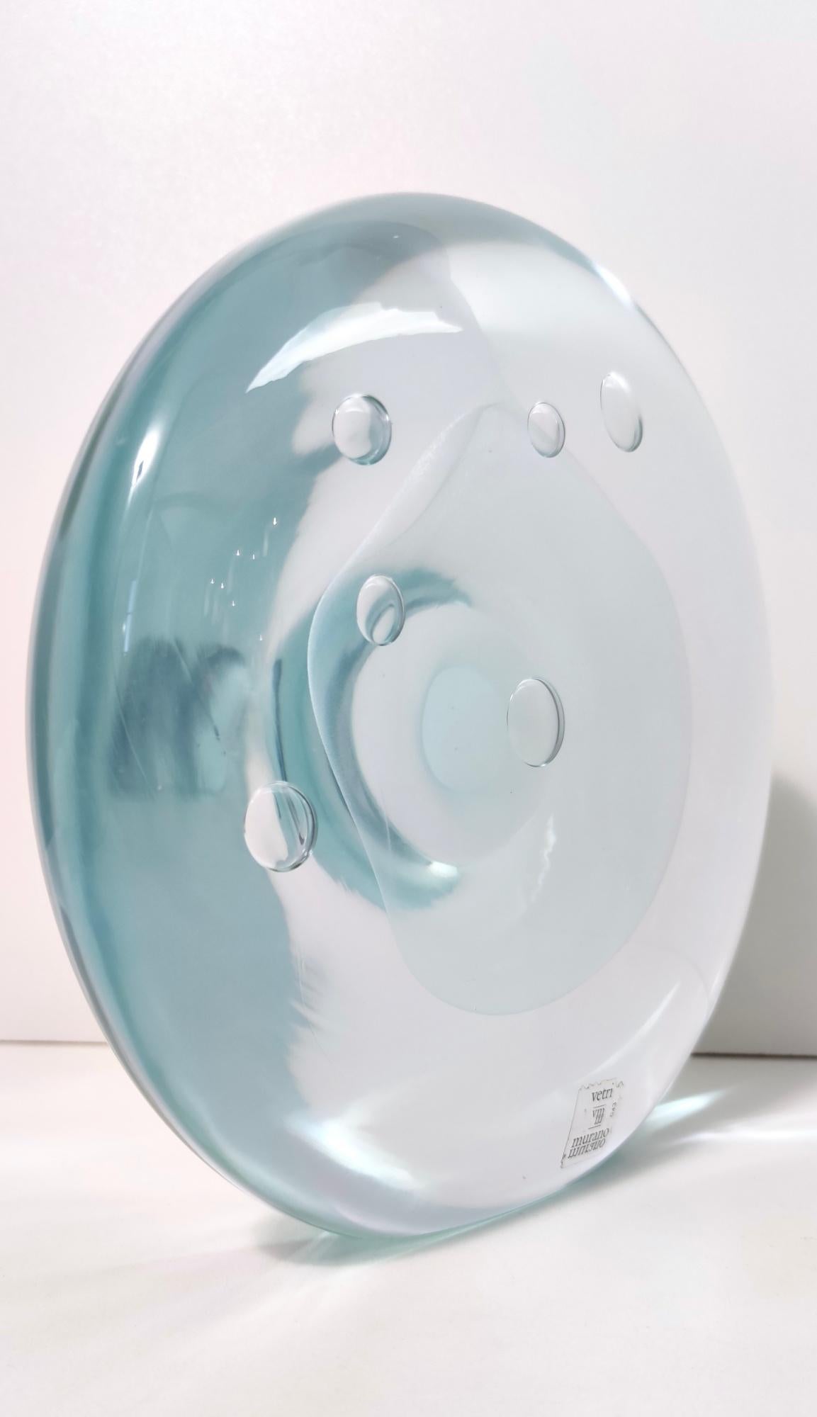 Postmodern Round Glass Decorative Piece by Renato Anatrà, Signed, Italy In Excellent Condition For Sale In Bresso, Lombardy