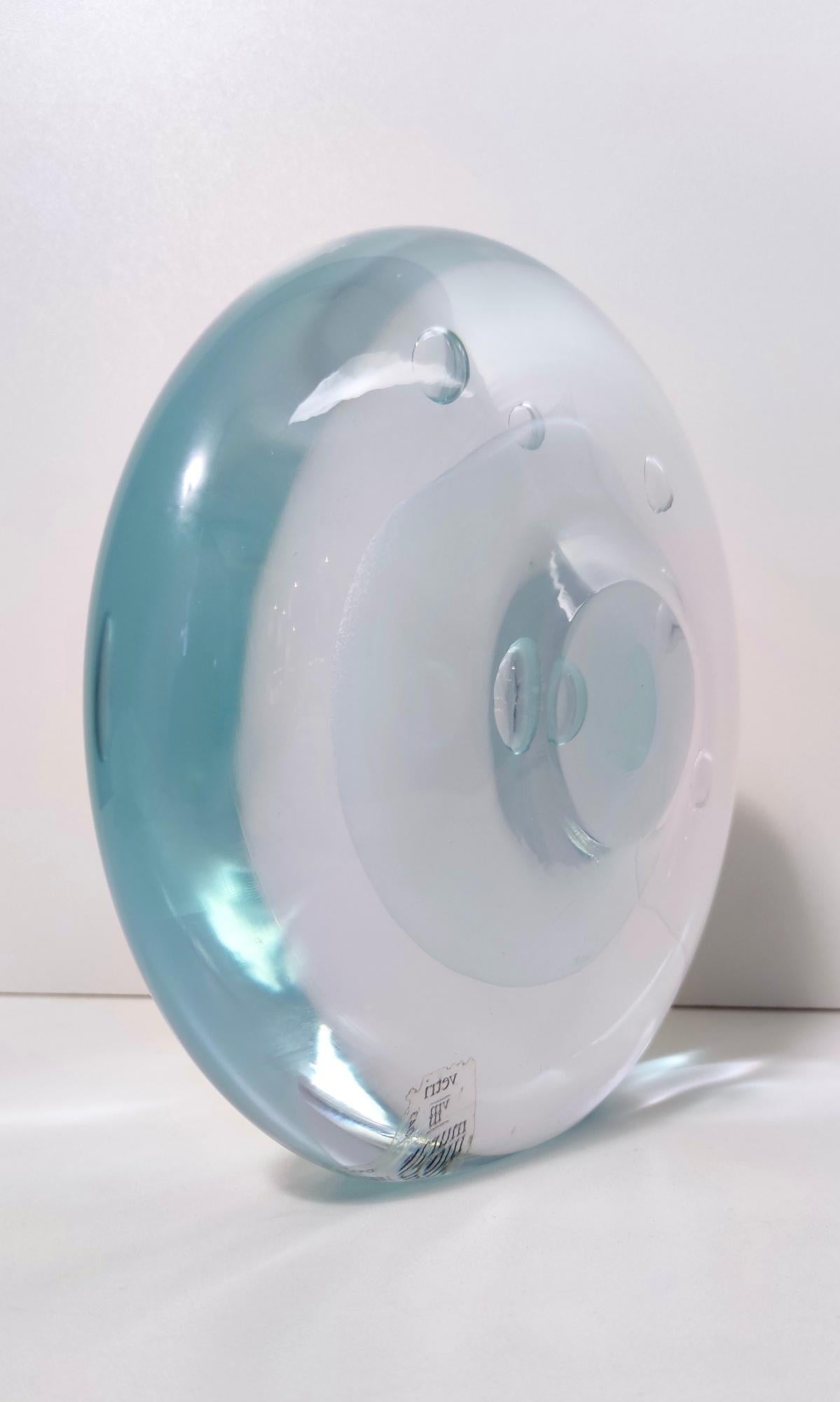 Late 20th Century Postmodern Round Glass Decorative Piece by Renato Anatrà, Signed, Italy For Sale
