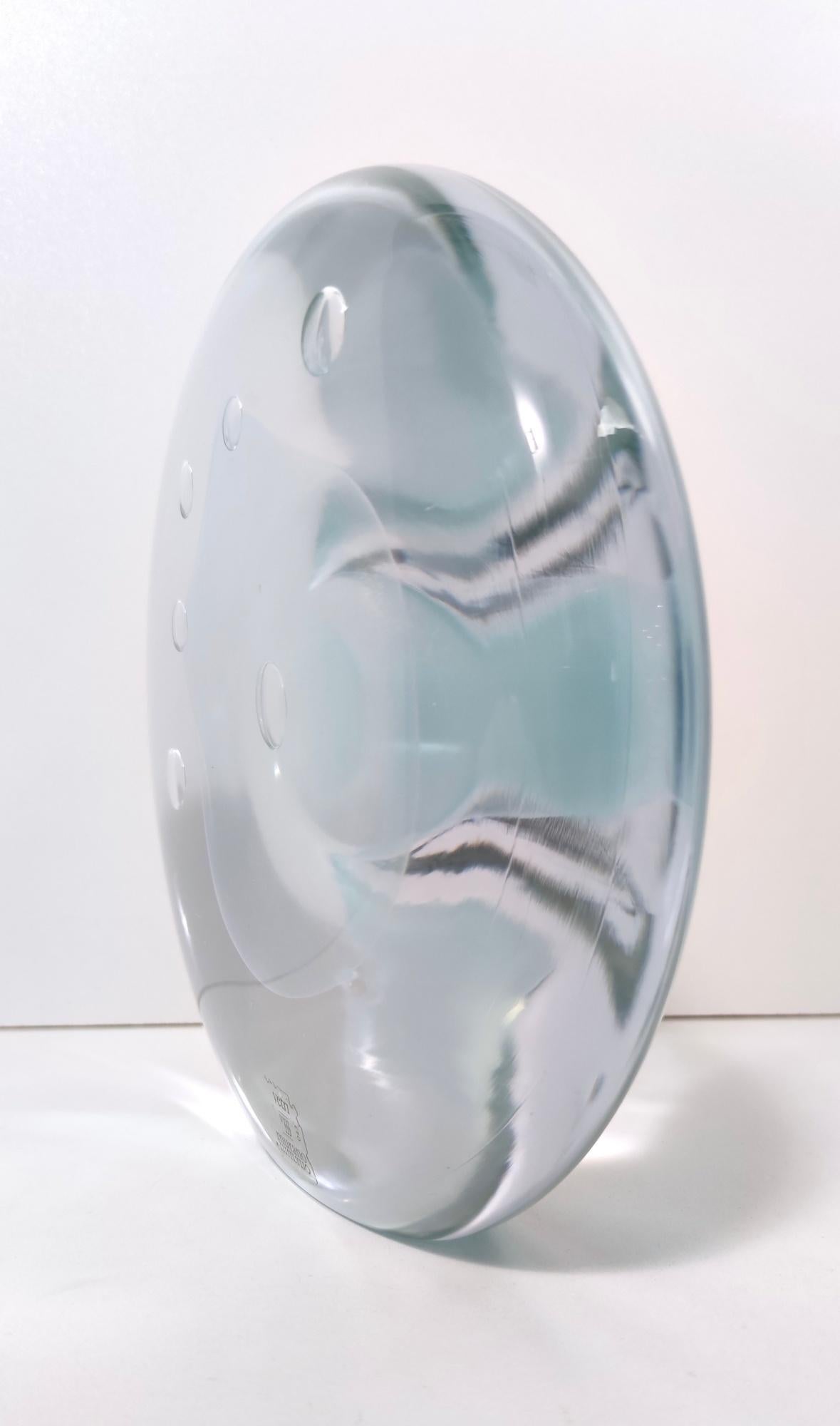 Pieza decorativa posmoderna redonda de cristal de Renato Anatrà, firmada, Italia Cristal de Murano en venta