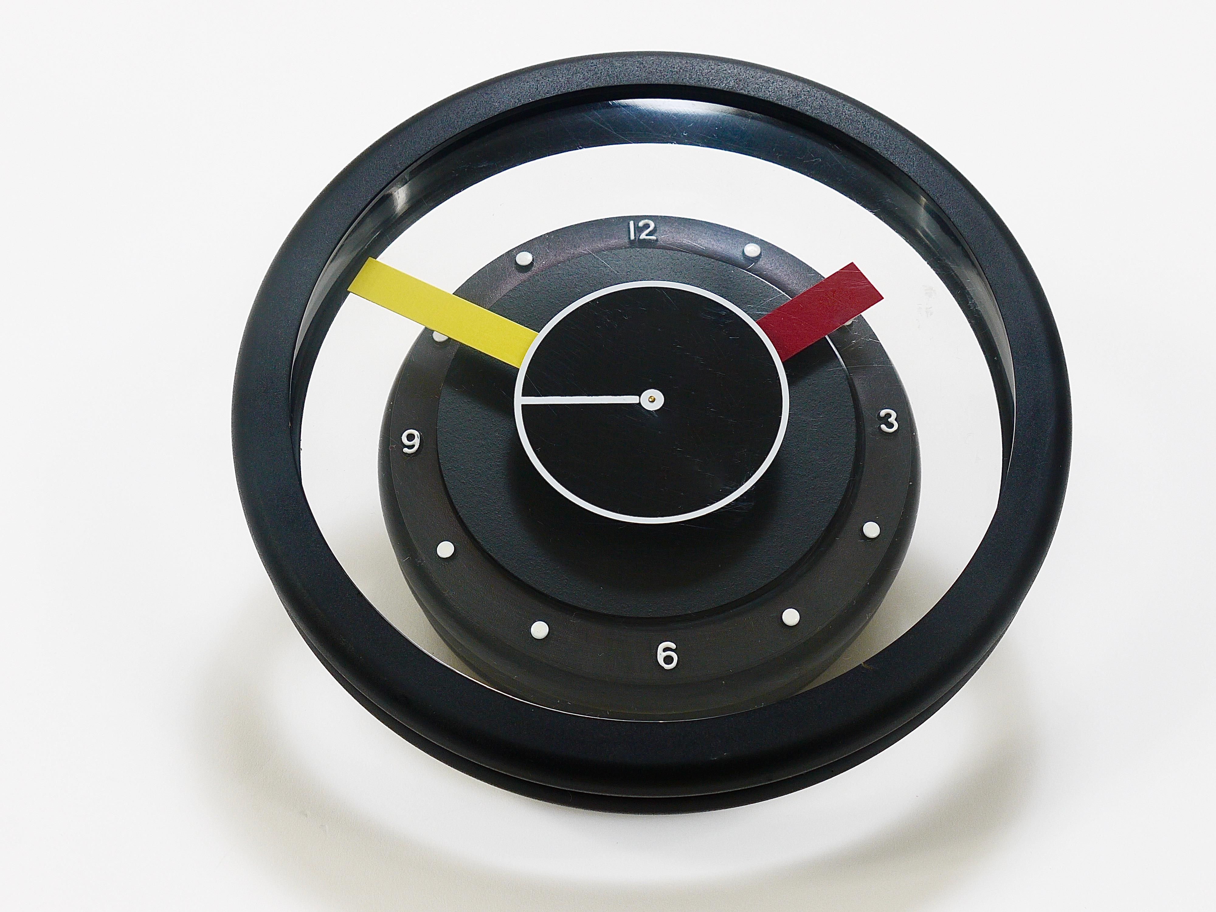Post-Modern Postmodern Round Pop Art Desk or Table Clock, Memphis Milano Style, Italy, 1990s For Sale